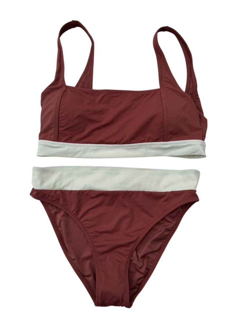 Bikini Bliss Womens Two-Piece Bikini Set Size L Rust & White